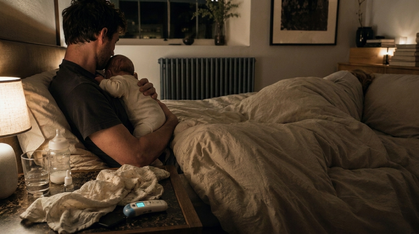 A family together in bed in the morning